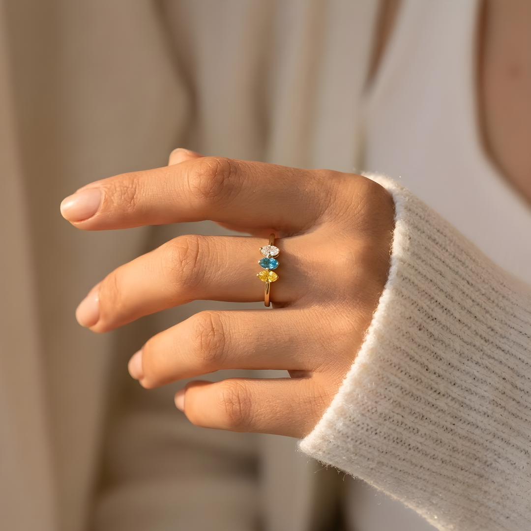 Bague Maman avec pierres de naissance