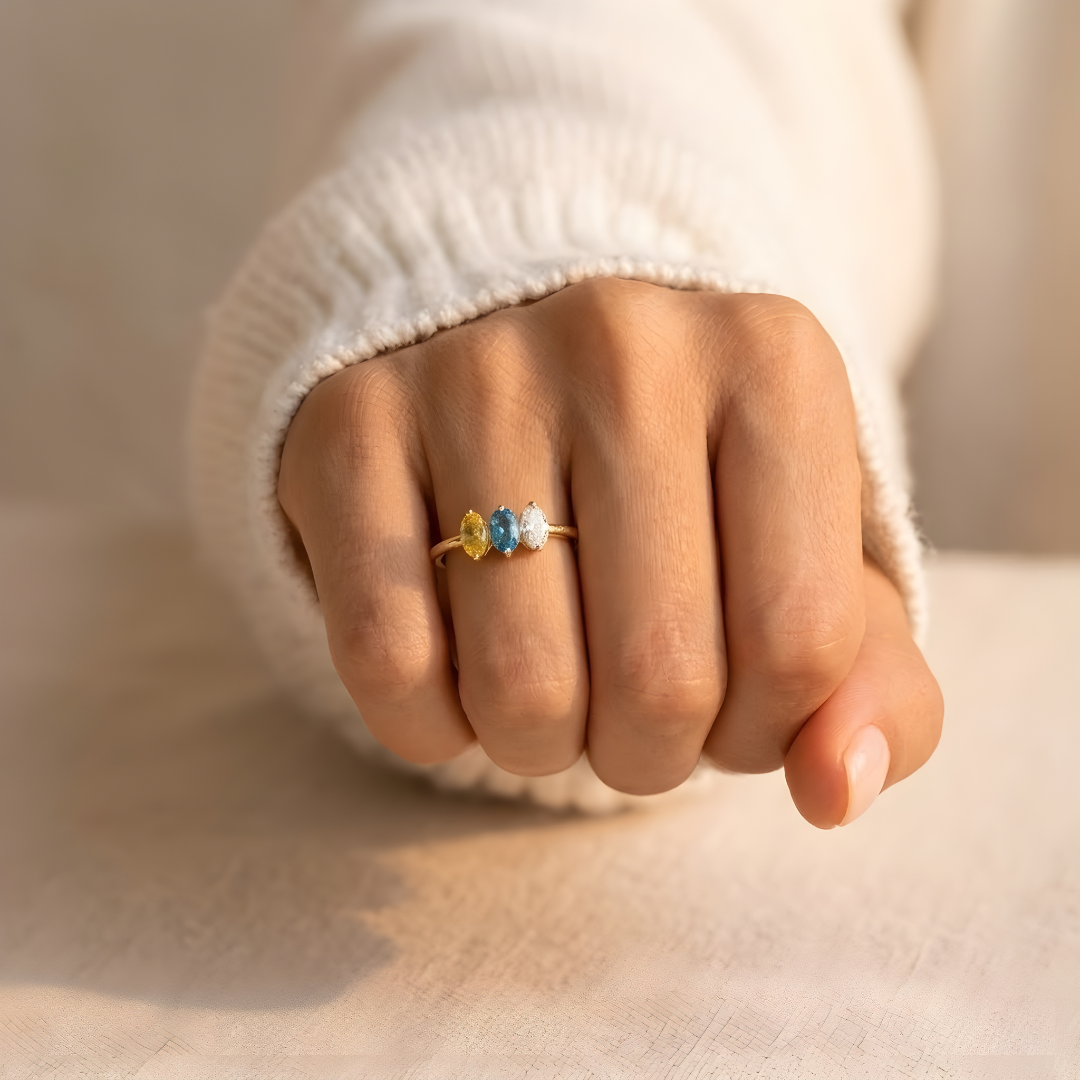 Bague Maman avec pierres de naissance