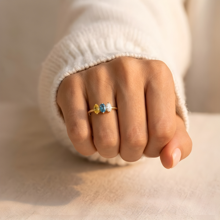 Bague Maman avec pierres de naissance