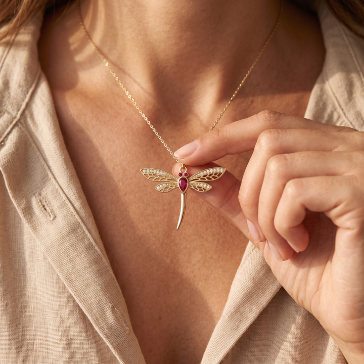 Collier Libellule – Personnalisé avec Pierres de Naissance