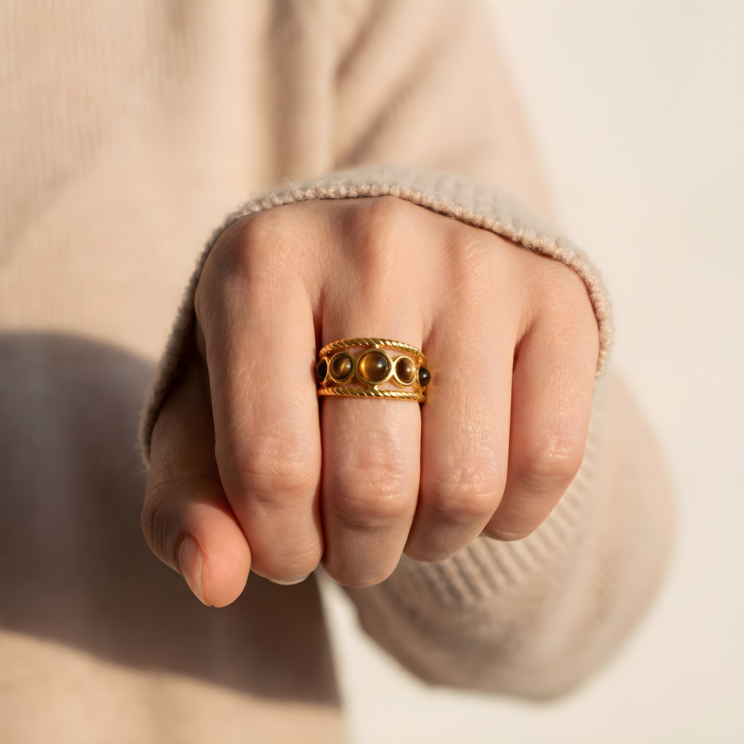 Bague Amulette – Œil de Tigre