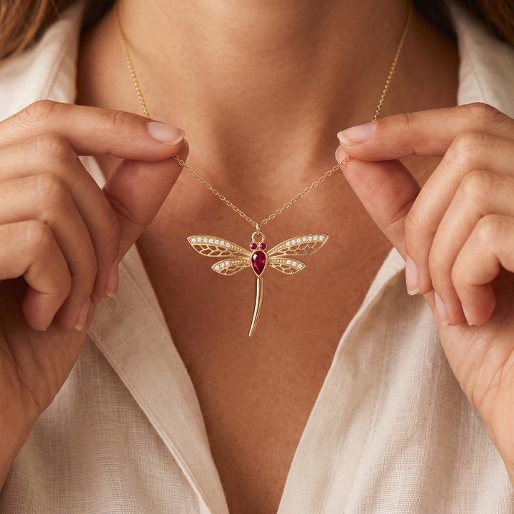 Collier Libellule – Personnalisé avec Pierres de Naissance