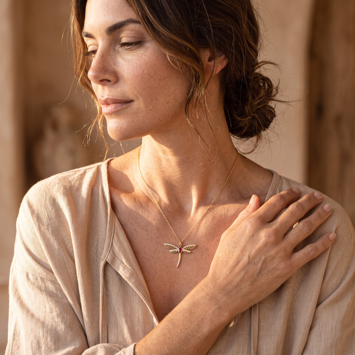 Collier Libellule – Personnalisé avec Pierres de Naissance