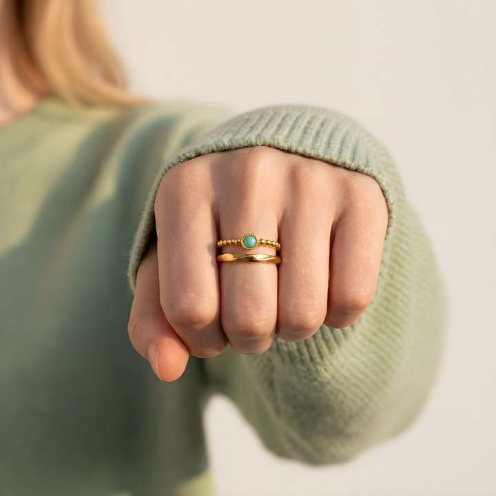Bague Amulette Amazonite – Équilibre