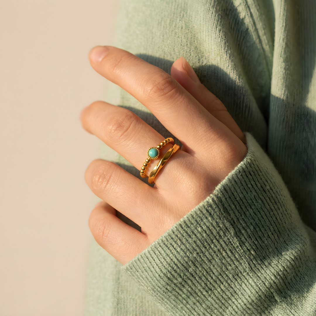 Bague Amulette Amazonite – Équilibre