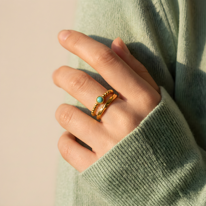 Bague Amulette Amazonite – Équilibre