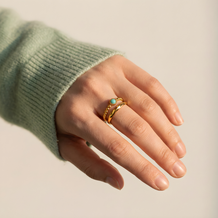 Bague Amulette Amazonite – Équilibre