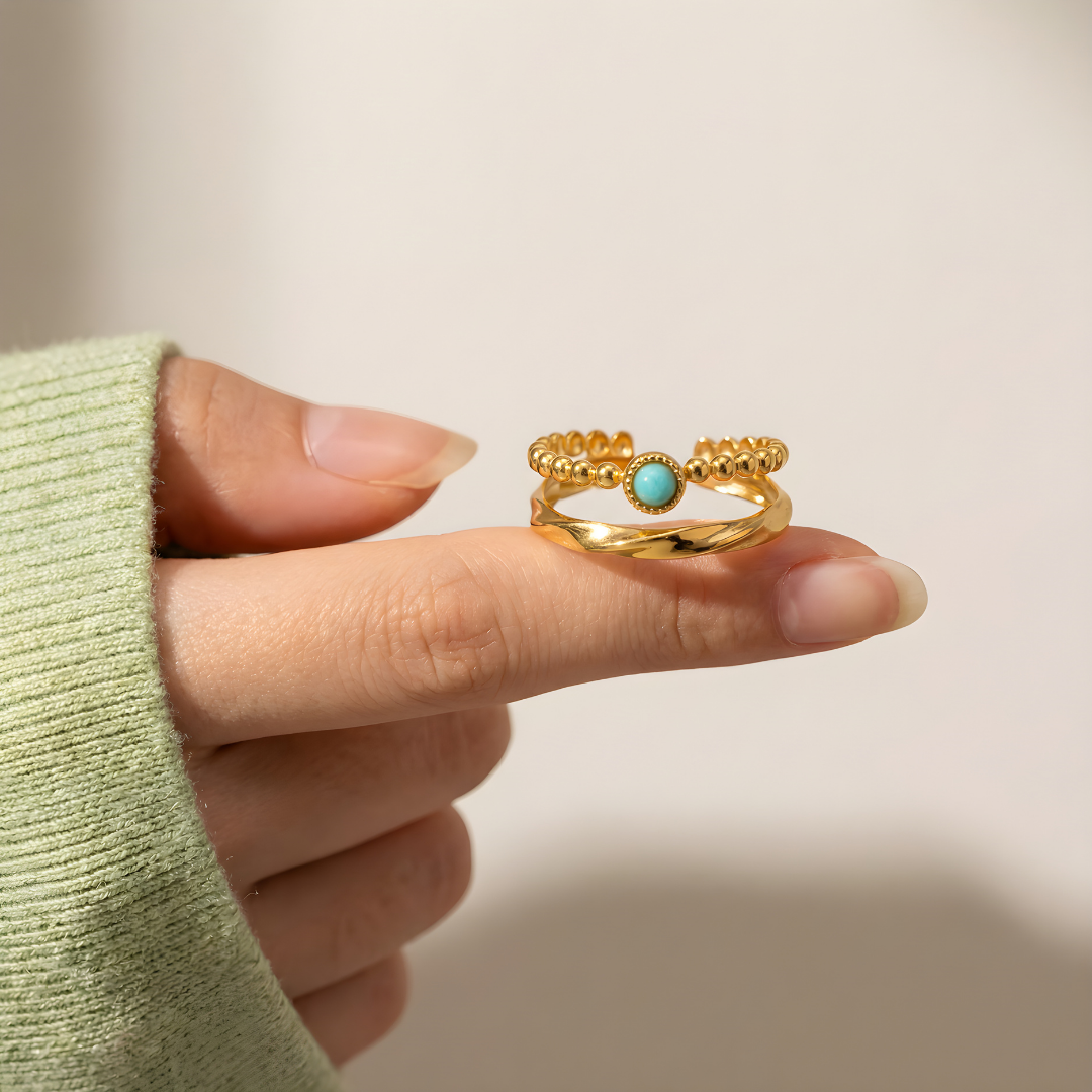Bague Amulette Amazonite – Équilibre