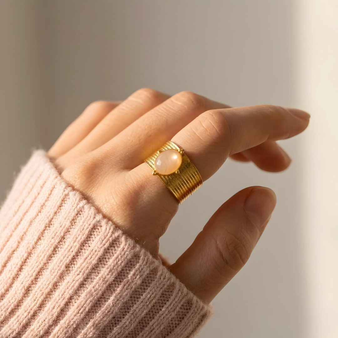 Bague Amulette – Quartz Rose