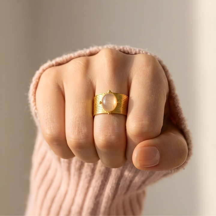 Bague Amulette – Quartz Rose