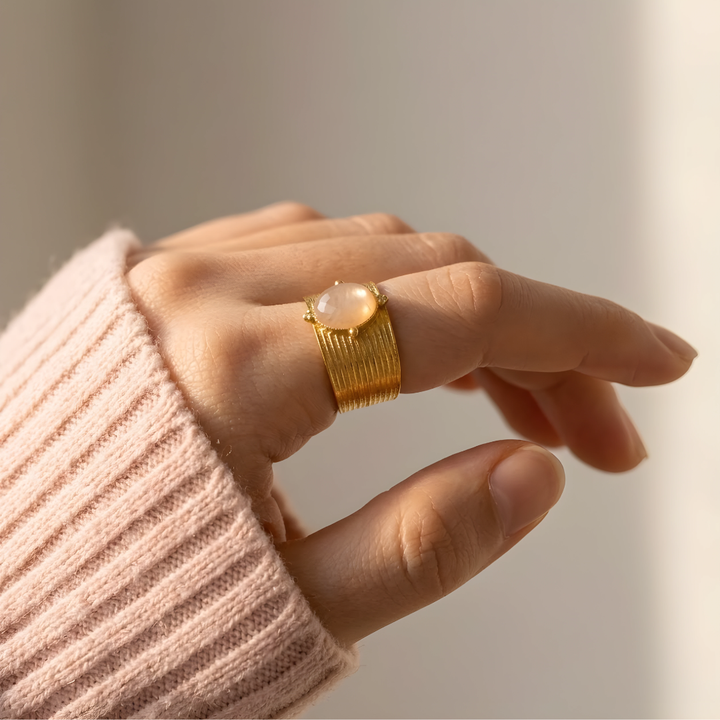 Bague Amulette – Quartz Rose