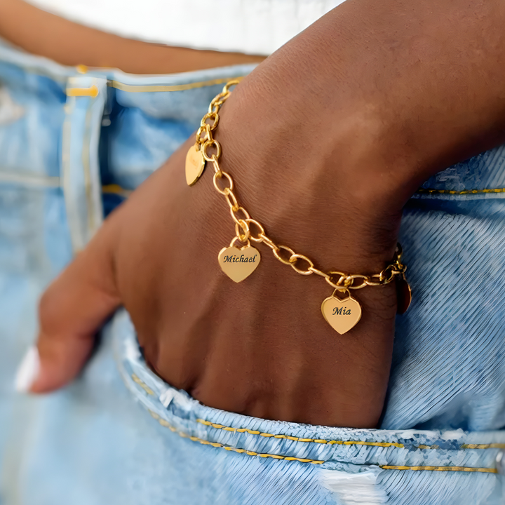 Bracelet de cœurs — Personnalisable jusqu’à 6 cœurs