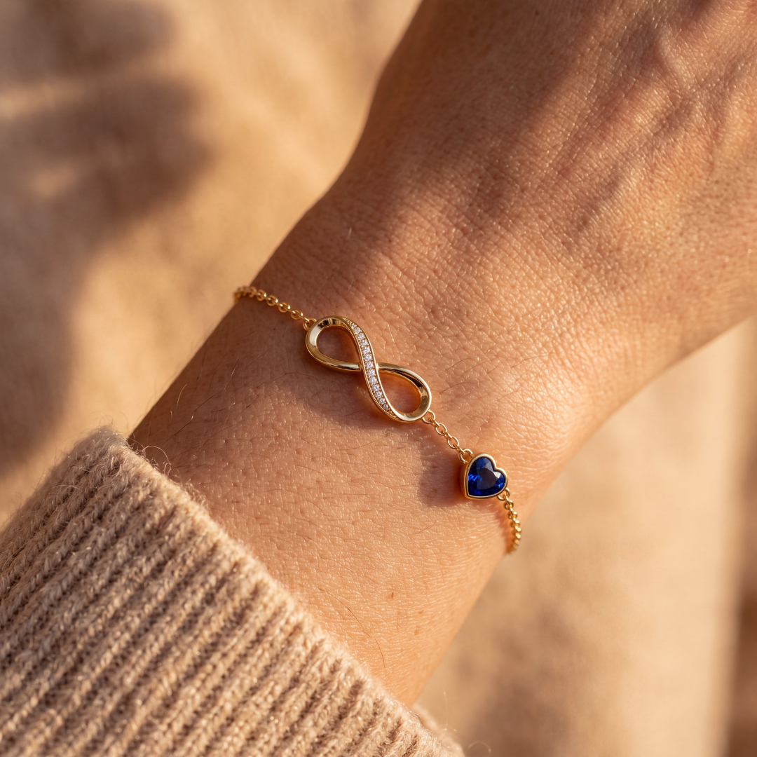 Bracelet Lien Infini – Pierre de Naissance Personnalisée