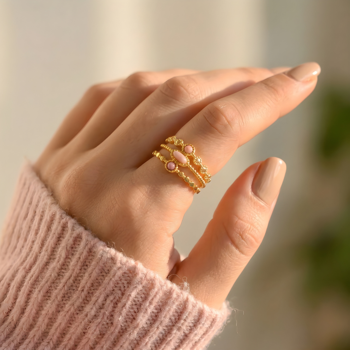 Bague Amulette Opale Rose