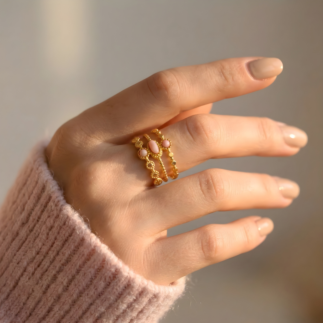 Bague Amulette Opale Rose