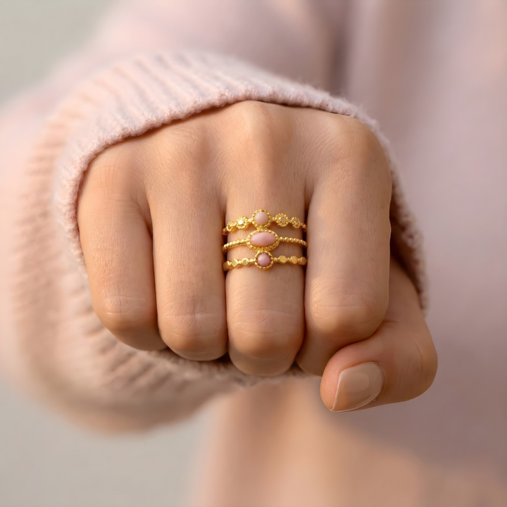 Bague Amulette Opale Rose