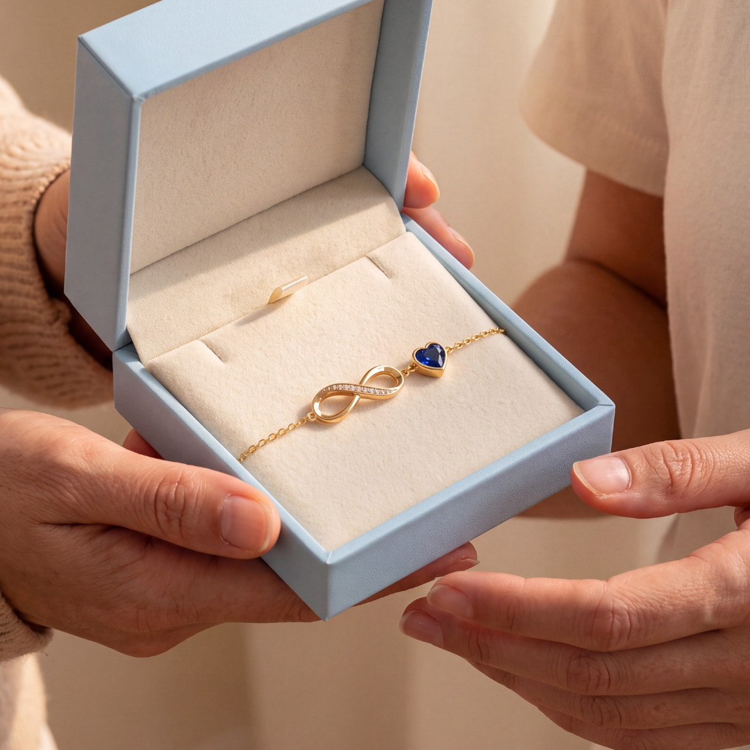 Bracelet Lien Infini – Pierre de Naissance Personnalisée