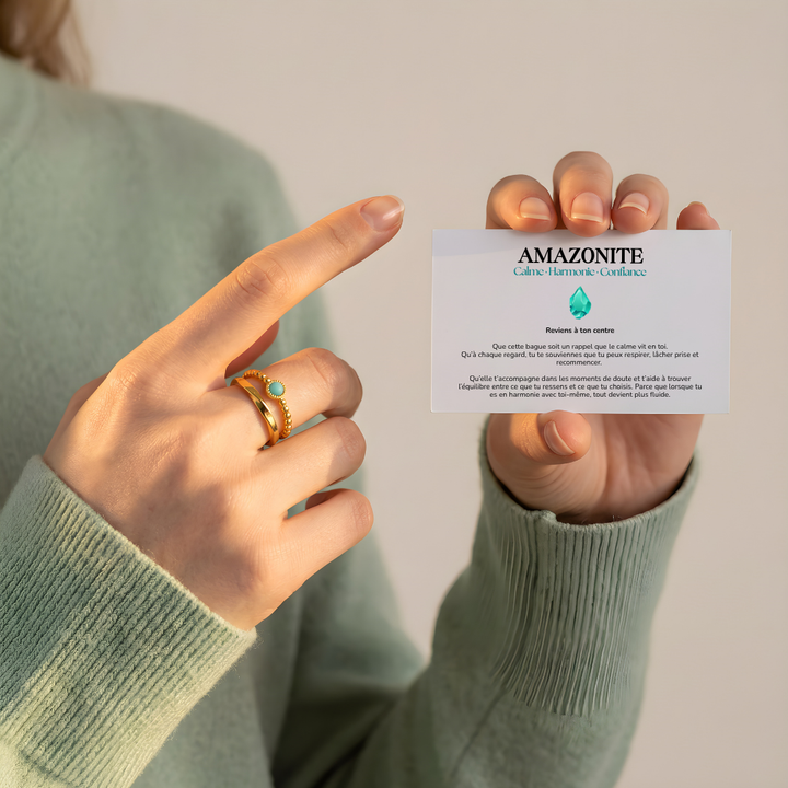 Bague Amulette Amazonite – Équilibre