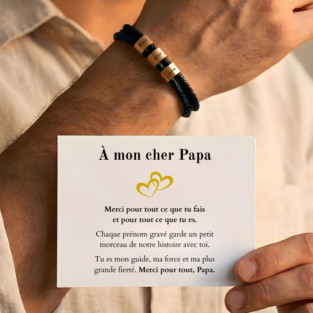Bracelet Merci, Papa – Personnalisable avec prénoms