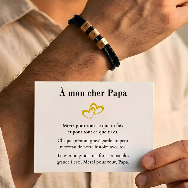 Bracelet Merci, Papa – Personnalisable avec prénoms