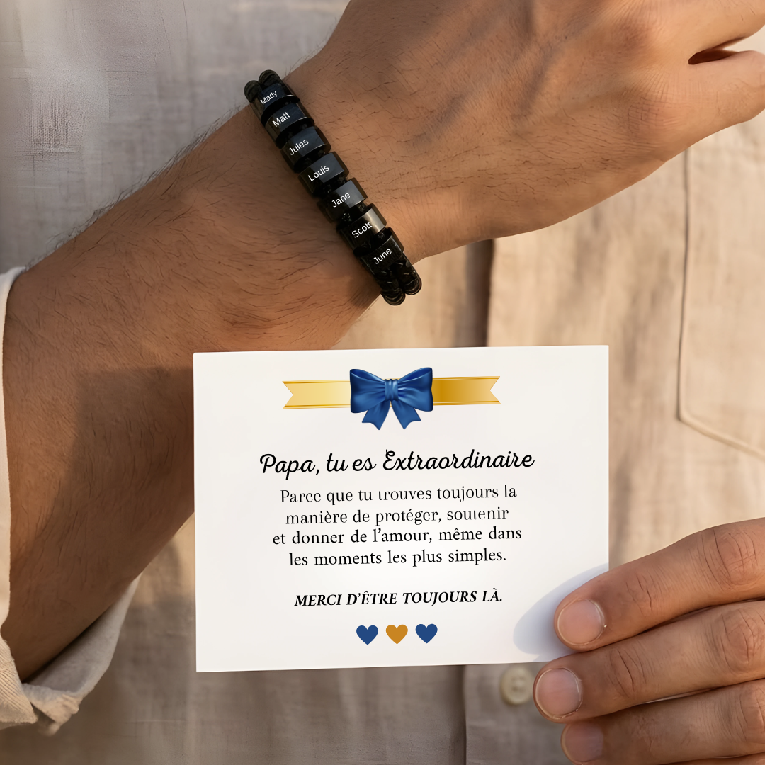 Bracelet Papa Extraordinaire – Personnalisable avec prénoms